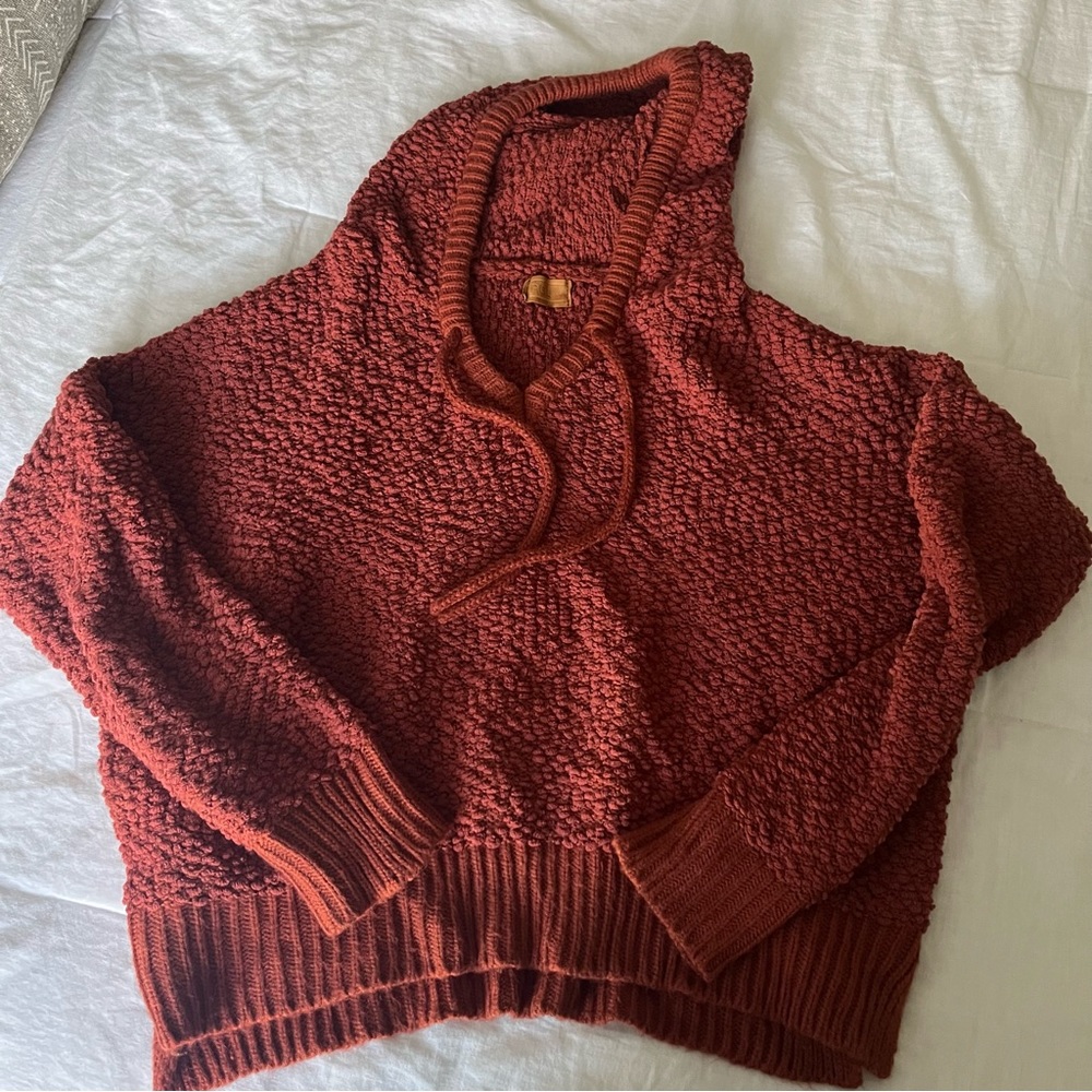 Burnt Orange POL sweater with hood